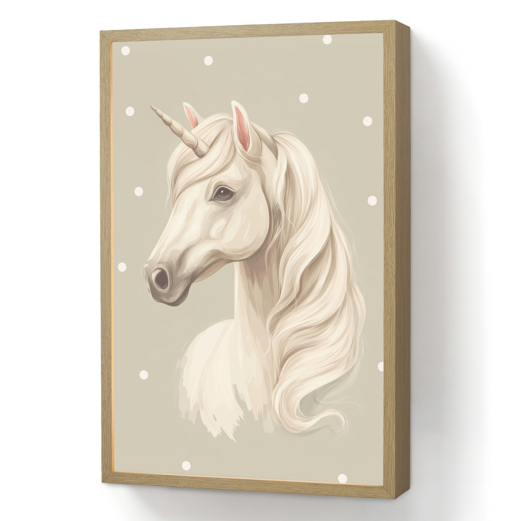 NACHTTISCHLAMPE MIT AKKU Einhorn - Weiß - Punkte 40x60 cm - Taupe, Holzwerkstoff (8/40/60cm) - OnlyWow