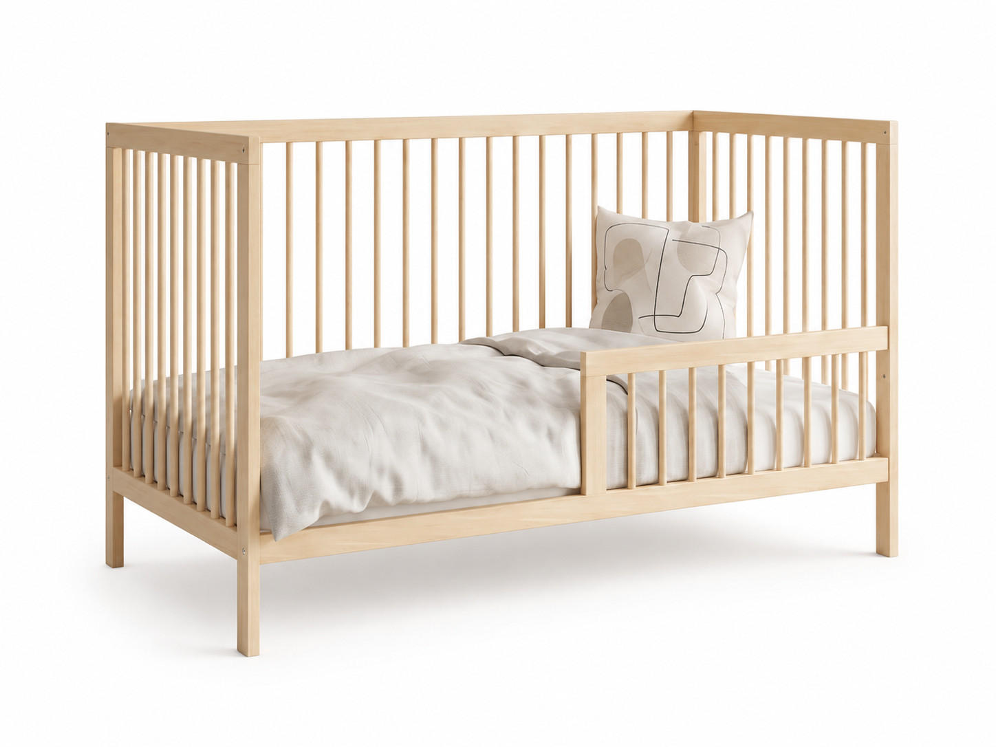 Kids Collective BABYPOSTÝLKA s poloviční boční zábranou 70x140 cm v přírodní barvě