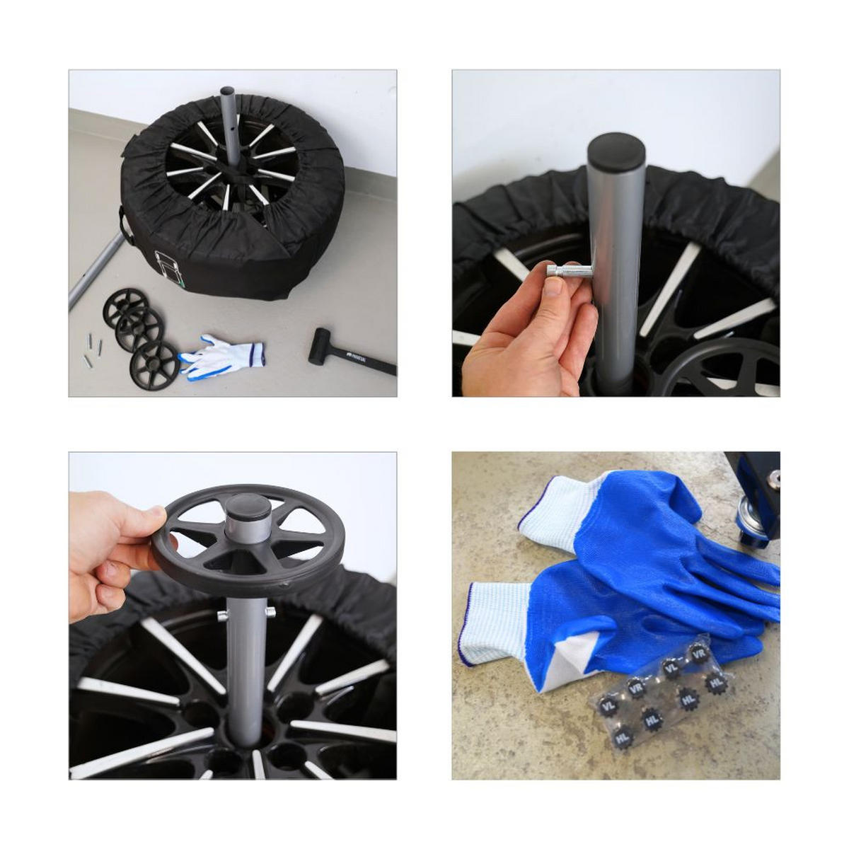 PROREGAL Fahrbarer Felgenbaum CARRERO XL für 4 Autoreifen bis 295 mm 118x85x58cm - Schwarz, Metall (85/118/58cm) - PROREGAL