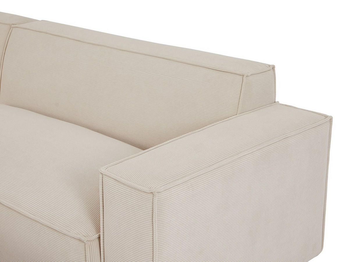 SOFA - 6 Personen - samt - beige Borore - Beige, Holz/Textil (256/75/231cm) - Vente-Unique