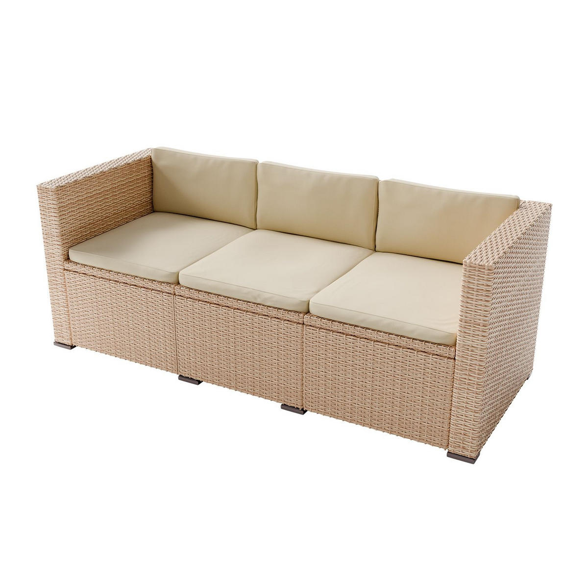 LOUNGEGARNITUR Punta Cana inkl. Abdeckung 3-tlg. - Creme, Kunststoff/Metall - Juskys