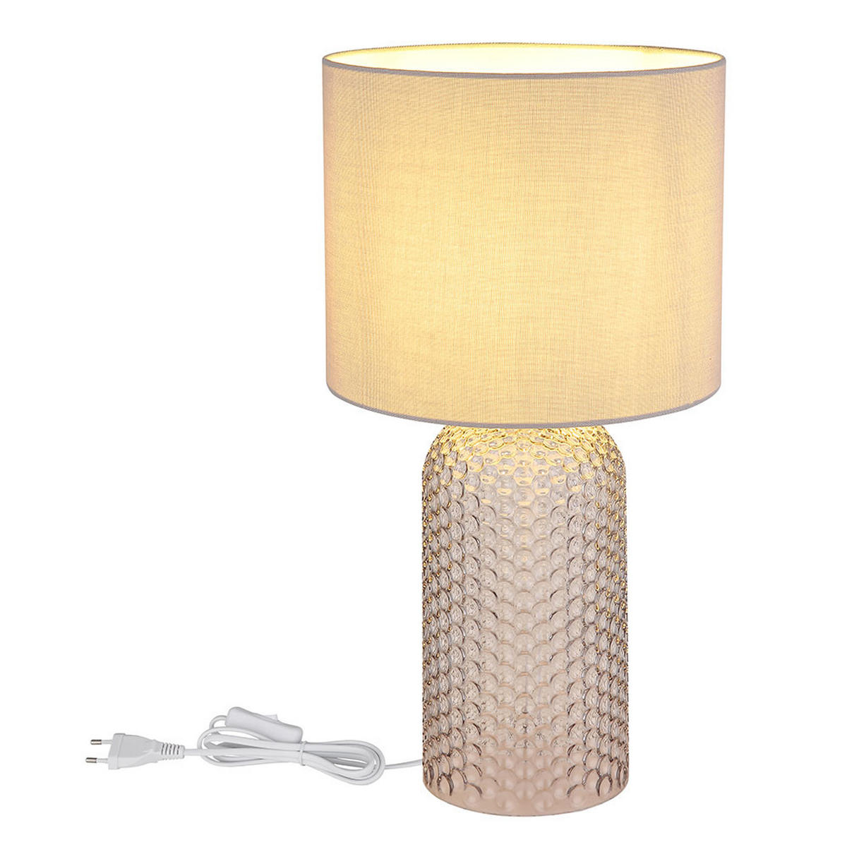 TISCHLEUCHTE SOFIA Grau Glas Textil - Grau, Glas (26.5/26.5/50cm) - Globo Lighting