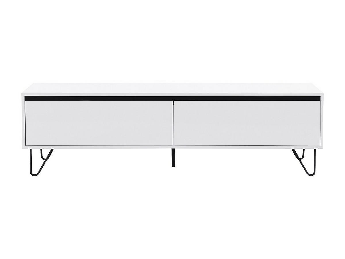 TV-MÖBEL mit 2 Türen - MDF & Stahl - Weiß & Schwarz - ABUJA - Weiß, Holz (160/45/40cm) - Vente-Unique