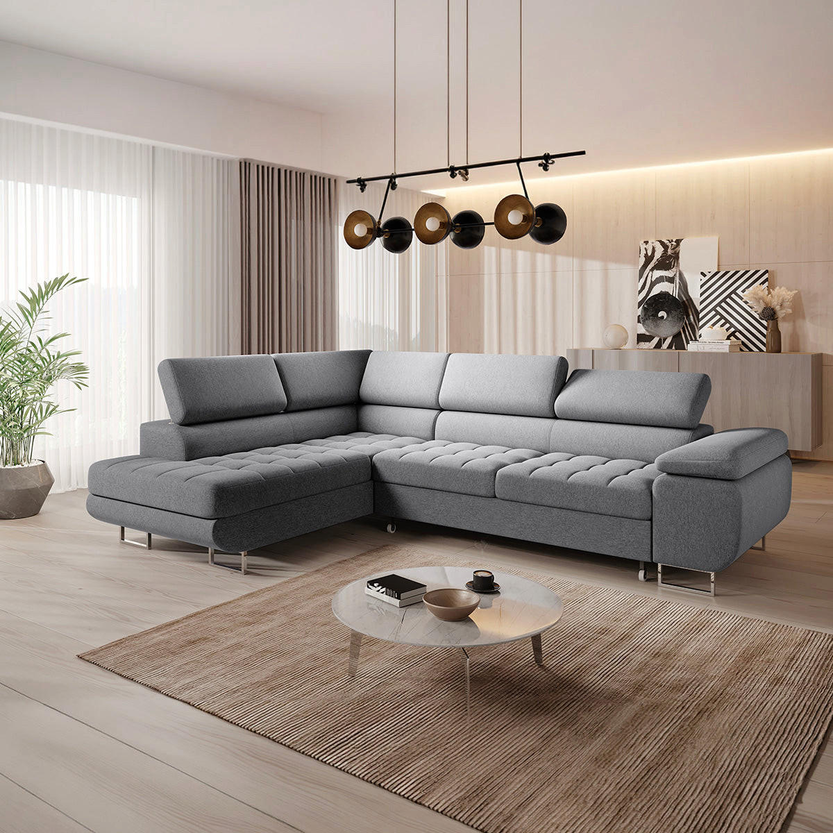 ECKSOFA Eden 4 Sitzplätze Anthrazitgrau - Grau, Holzwerkstoff (335/201cm) - Petits-meubles