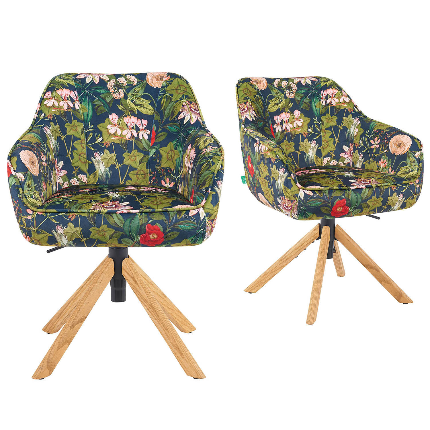BÜROSTUHL Mika-Olea - Honigeiche/Multicolor, Eichenholz/Holz (60/83/61cm) - DUBI Möbel