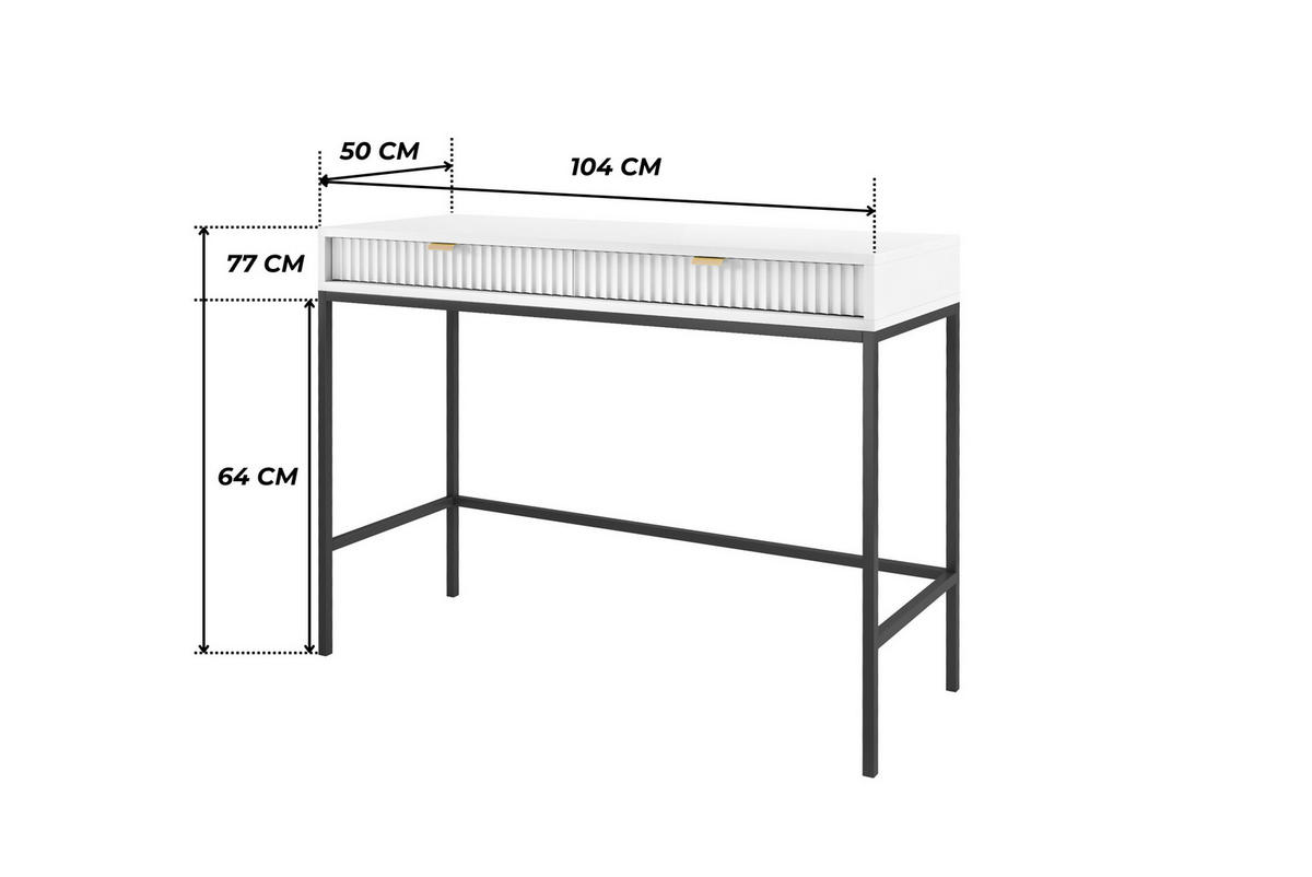 WEISSER Moderner Geriffelter Konsolentisch KIOTO T2SZ (Schwarzes Gestell, Vollauszug) - Goldfarben/Schwarz, Holzwerkstoff/Metall (50/104/77cm) - Ravio