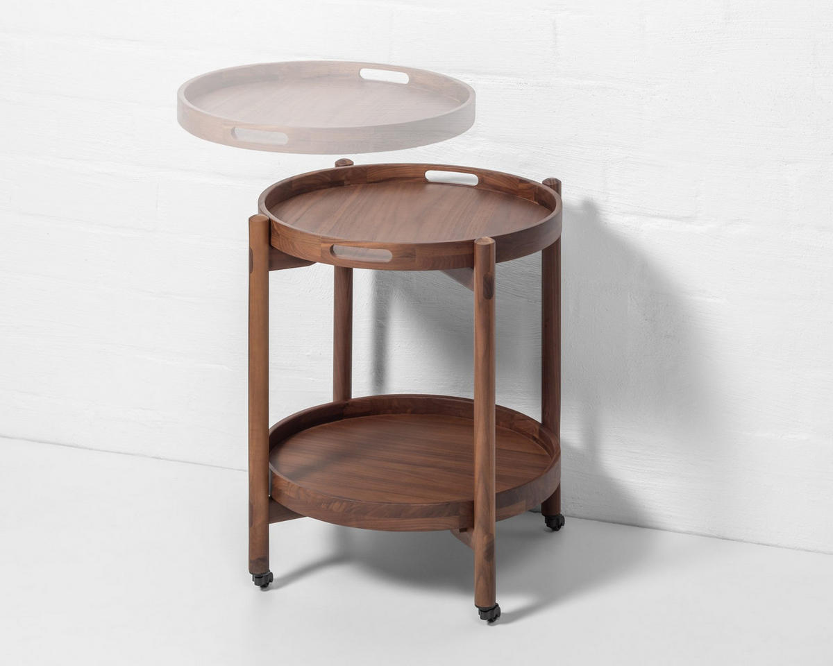 SERVIERWAGEN Hugo, Walnuss - Braun, Holz (51/65/51cm) - WOODEK