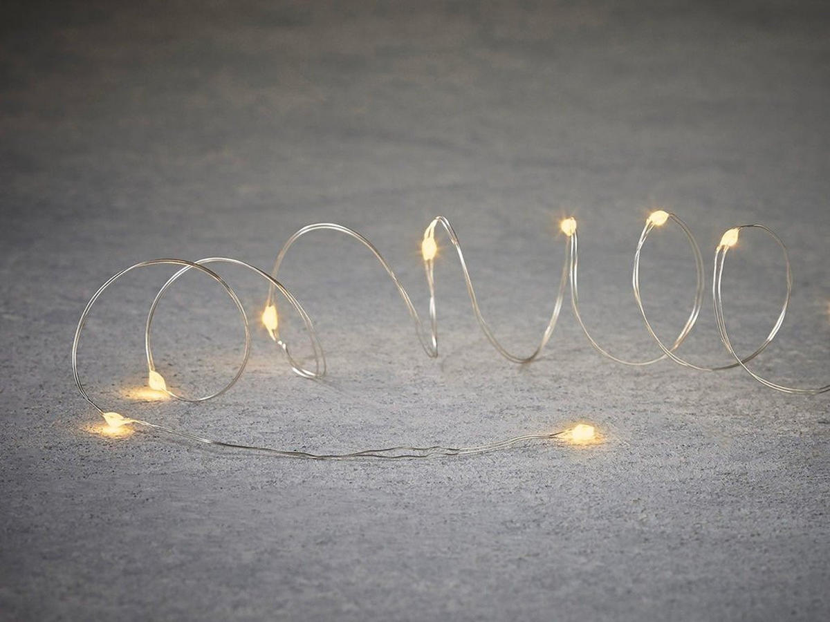 LED-LICHTERDRAHT Silber 2 m, Warmweiß, mit Timer - Weiß, Kunststoff/Metall (200cm) - LAALU