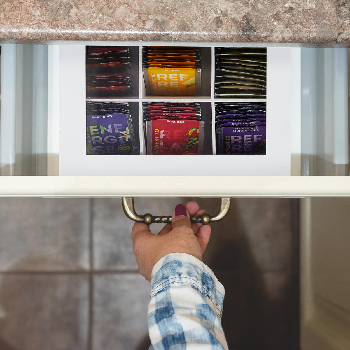 TEEBOX - Weiß, Holz/Kunststoff (23.5/9/23.5cm) - Relaxdays