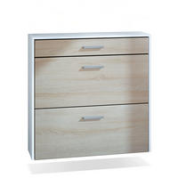 HÄNGENDER-SCHUHSCHRANK Roma Air Schmal mit 2 Klappen und 1 Schublade, Platzsparender Schuhkipper, Weiß matt/Eiche Sägerau (89 x 87 x 23 cm) - Eiche San Remo, Holzwerkstoff (89/87/23cm) - InnoFurn