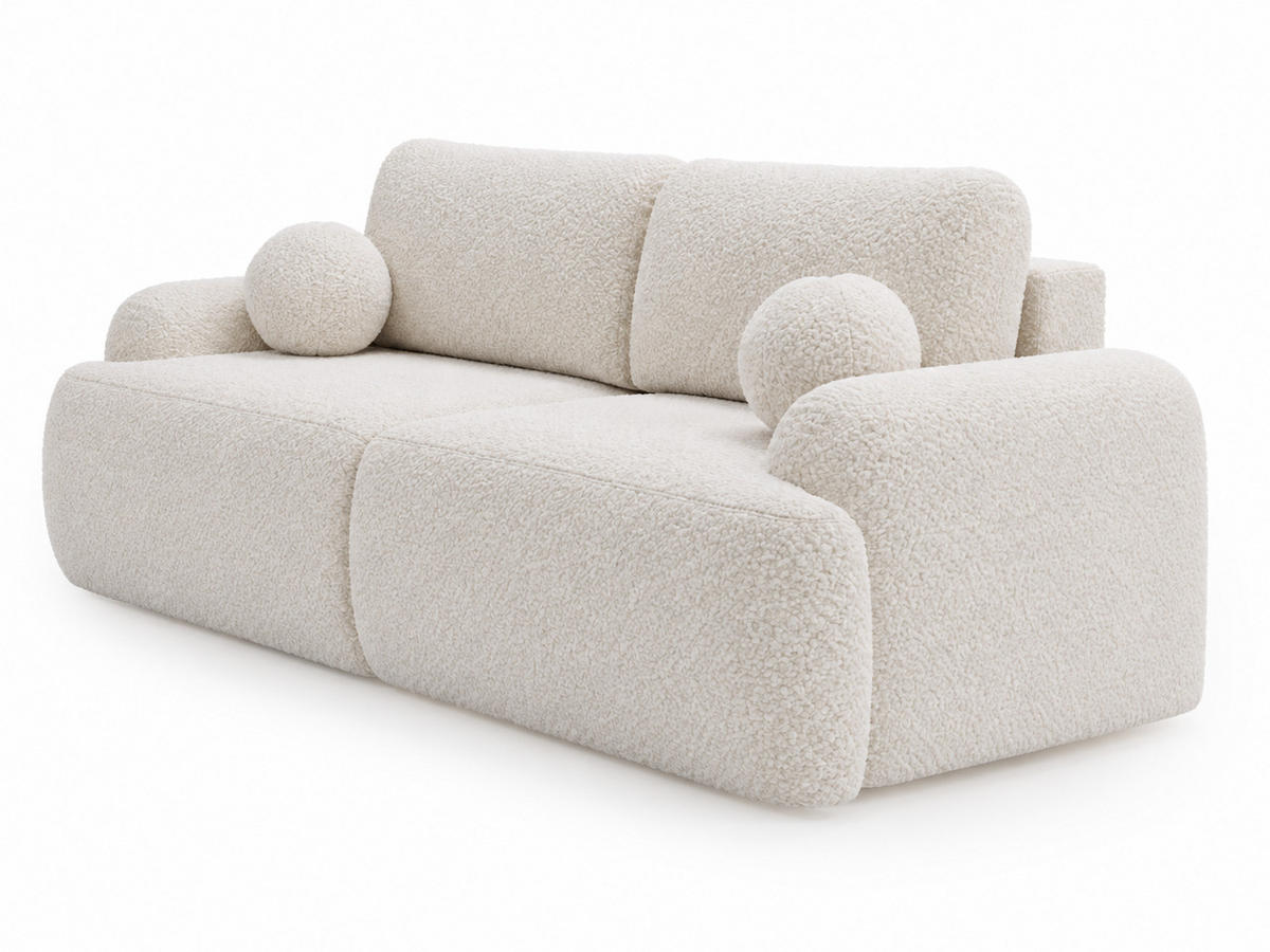 SOFA 260/106/81 Aurio Bouclé-Stoff Creme - Creme, Kunststoff/Textil (260/81/106cm) - Graingold