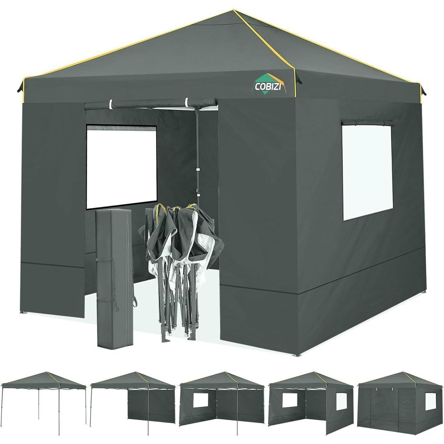GARTENPAVILLON 3x3m Grau mit 4 Seitenteilen und UV-Schutz - Grau, Textil (300/320/300cm)