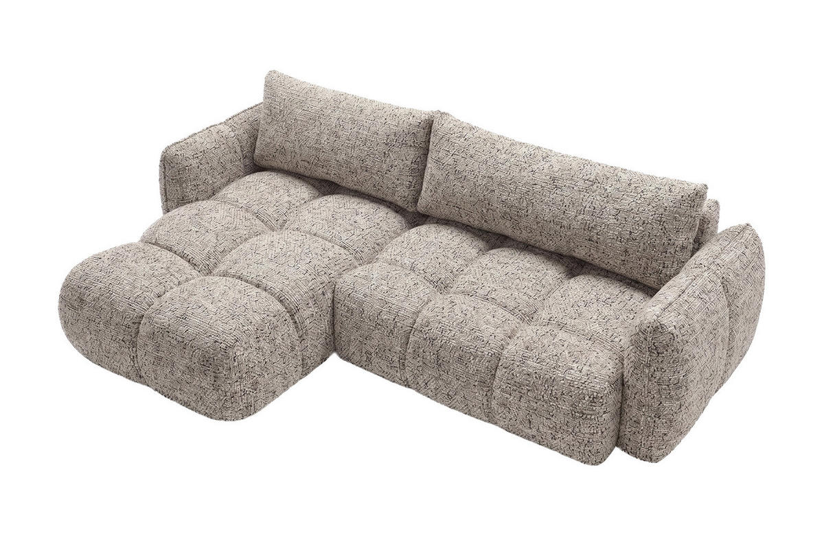 ROHOVÁ SEDAČKA ve tvaru L s funkcí spaní, žinylková tkanina Puente, Béžová, Levá strana, BELVEDER L - béžová, dřevo (250/168cm) - Kaiser Möbel
