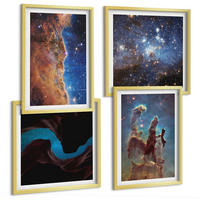 BILDER SET 4er Set - 50x50 cm & 40x60 cm Goldrahmen - Weltraumlandschaften von Galaxien - Goldfarben, Kunststoff (50/50cm) - TULUP