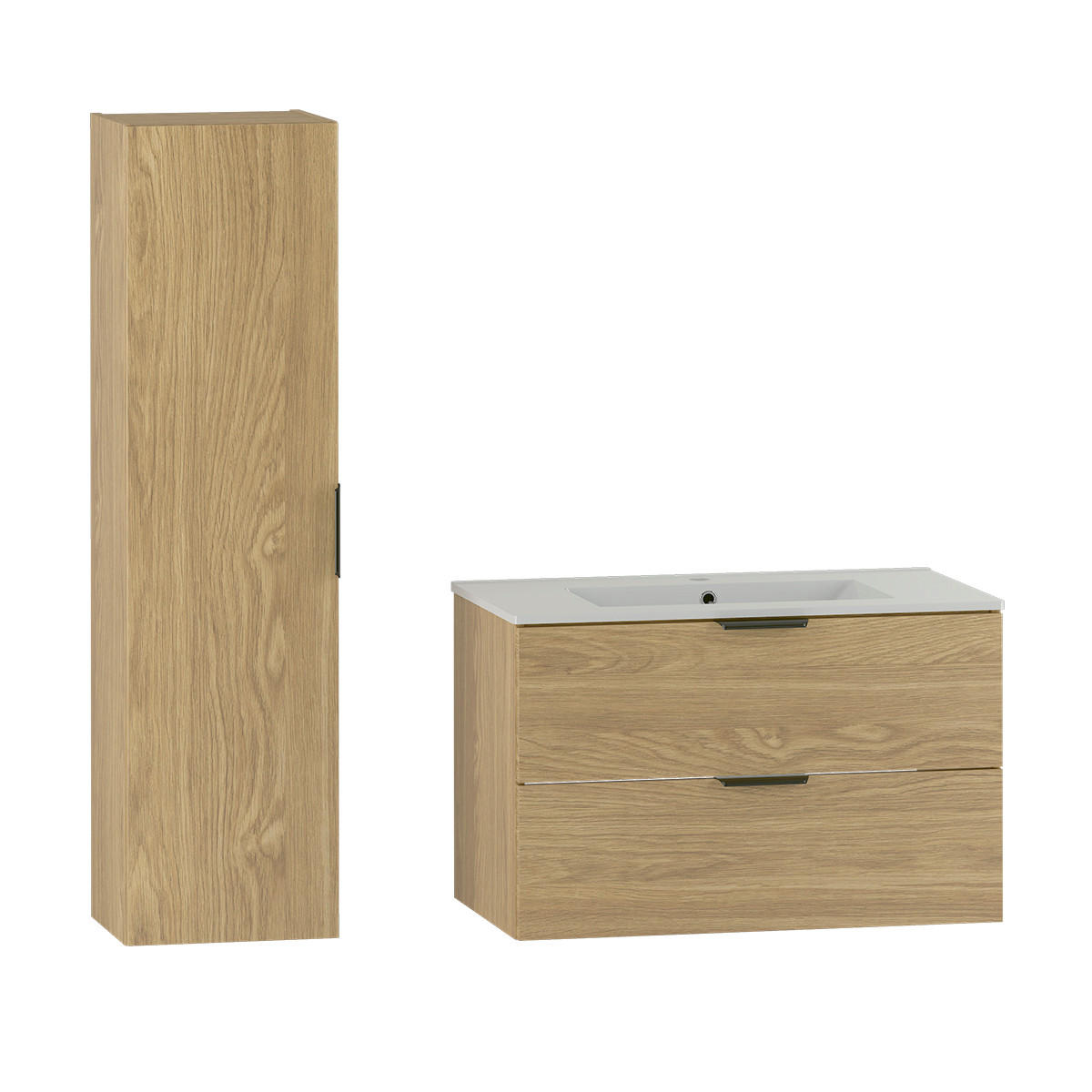 BADMÖBEL 80cm Astrid 2er-Set Holz - Braun, Holzwerkstoff (80/50/45.8cm) - Petits-meubles