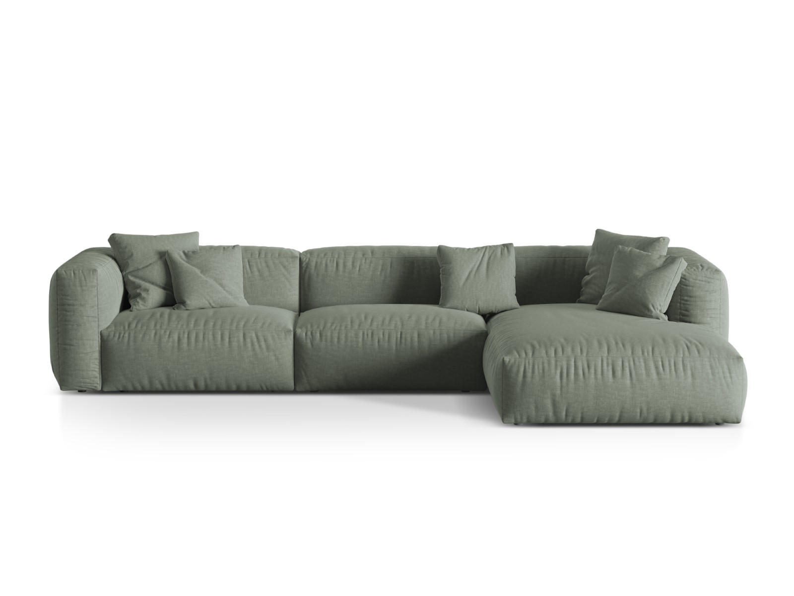 ECKSOFA modular rechts Martina aus strukturiertem Stoff moosgrün 3 Sitzplätze - Salbeigrün, Textil (176/332cm) - Micadoni