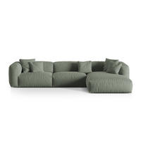 ECKSOFA modular rechts Martina aus strukturiertem Stoff moosgrün 3 Sitzplätze - Salbeigrün, Textil (176/332cm) - Micadoni