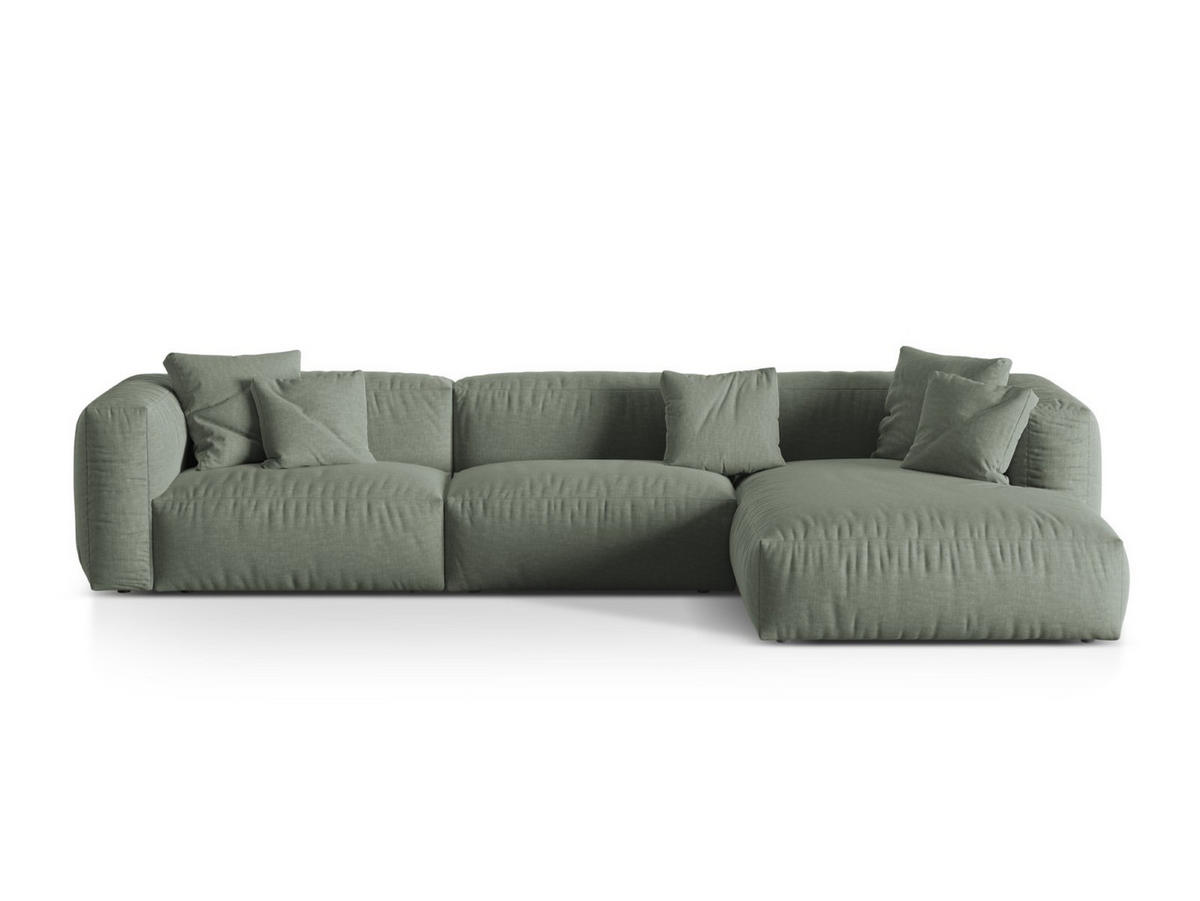 ECKSOFA modular rechts Martina aus strukturiertem Stoff moosgrün 3 Sitzplätze - Salbeigrün, Textil (176/332cm) - Micadoni
