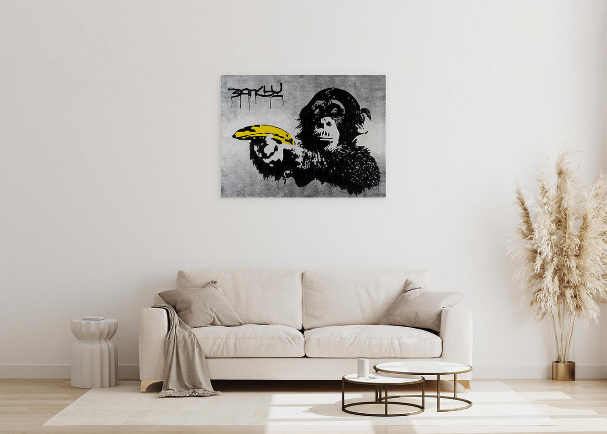 RUČNE MAĽOVANÝ AKRYLOVÝ OBRAZ 100/75 cm, žltý, abstraktný geometrický motív - žltá, drevo/textil (100/75cm) - KUNSTLOFT