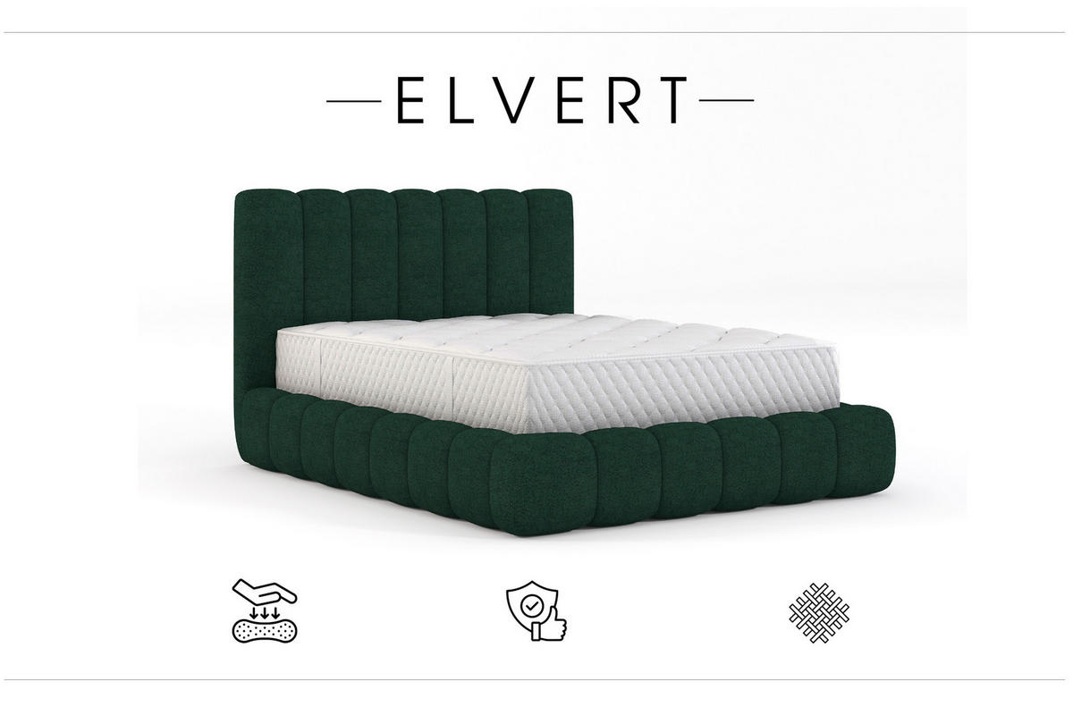 POLSTERBETT aus Polyester Elvert 120x200 cm, Dunkelgrün - Dunkelgrün, Textil (120/200cm) - Meblito