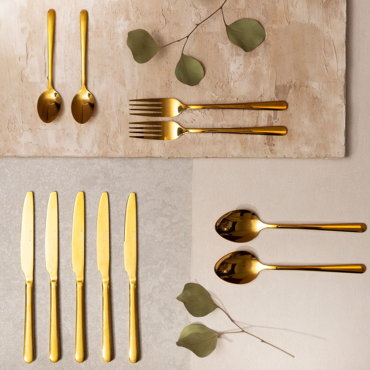 BESTECKSET Lugano Gold 24-tlg. - Goldfarben, Metall - Homla