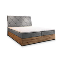 BOXBETT VELLANO 140x200 cm mit Matratze und Topper - Hellgrau - Hellgrau, Holz (140/200cm) - MASSENO