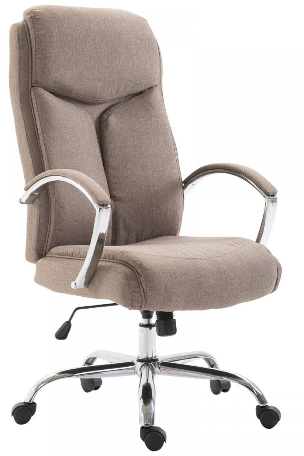 CHEFSESSEL Stoff taupe - Taupe/Chromfarben, Textil/Metall (65/115/73cm) - CLP