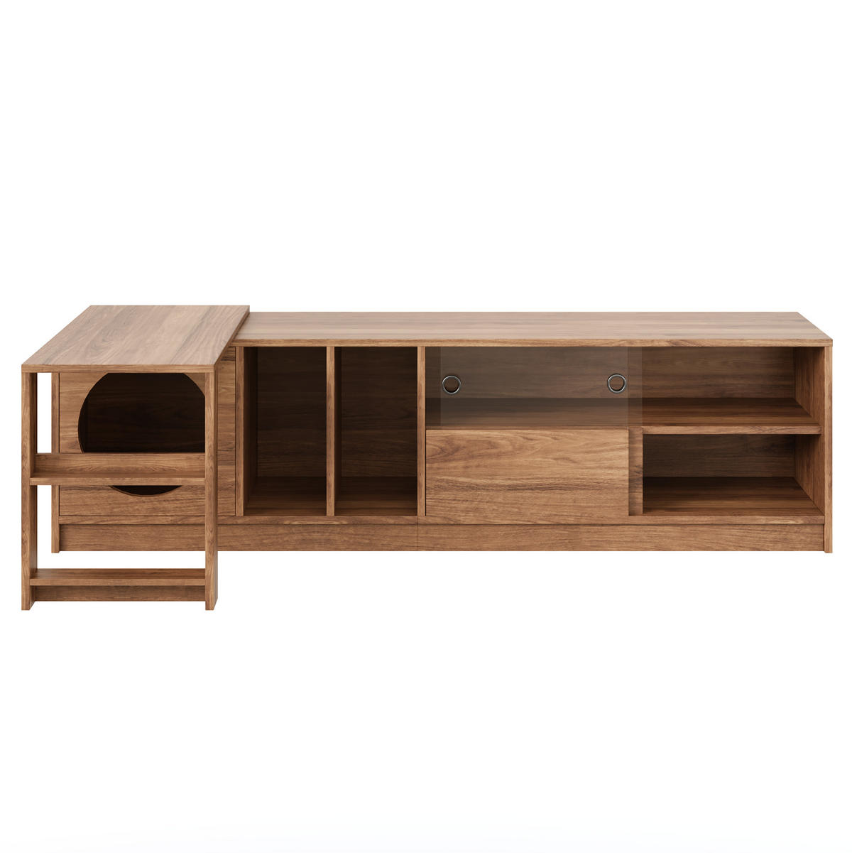 TV-SCHRANK ausziehbar und drehbar in Nussbaum 180/40/50 cm (bis 260 cm) - Walnussfarben, Holzwerkstoff (180/50/40cm) - Redom