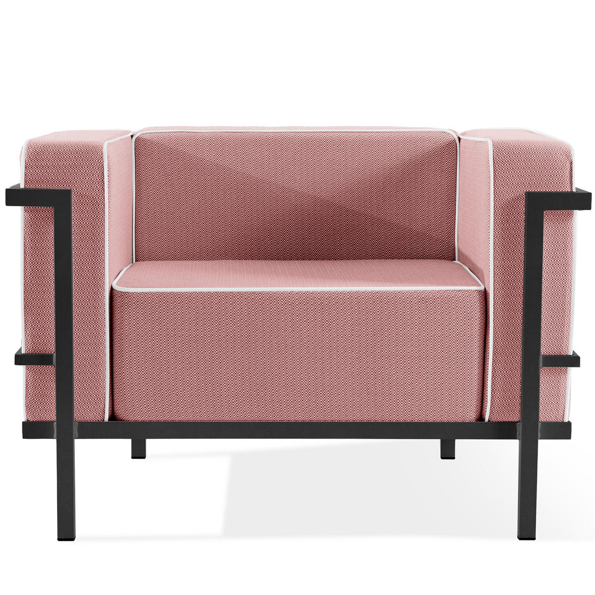 GARTENLOUNGE-SET TRIGLO 1x Tisch, 2x Sessel, 1x Sofa 3-Sitzer, 4-tlg., Modern, Dunkelgrau - Dunkelgrau/Rot, Glas/Textil - KONSIMO®
