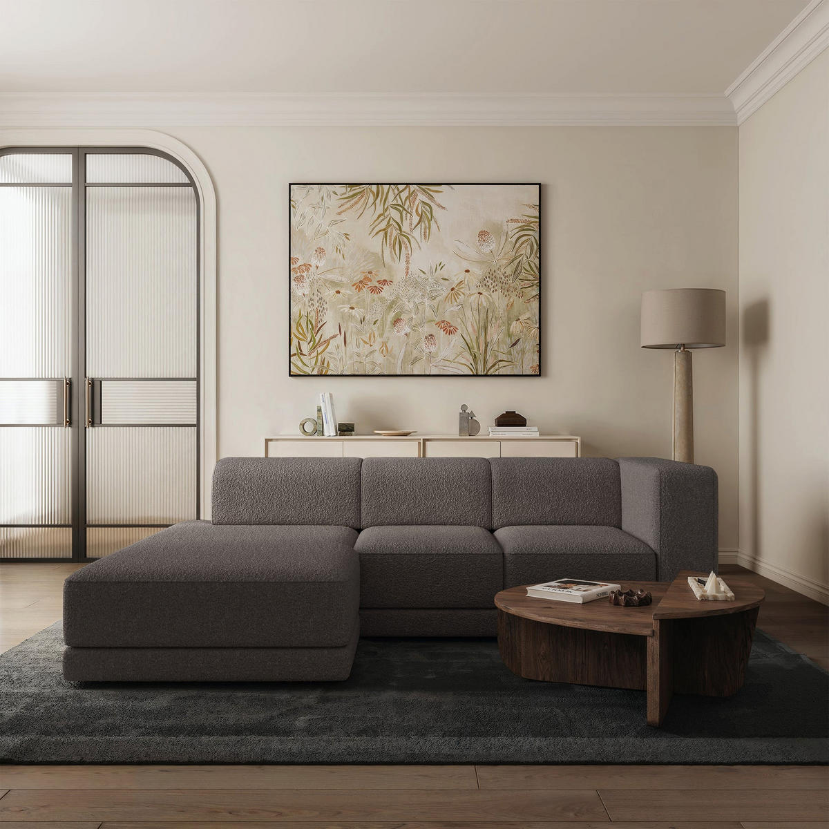 ECKSOFA Novals L-Form, 4-Sitzer, links 278 cm - Schwarz/Braun, Holz/Kunststoff (278/168cm) - Selsey