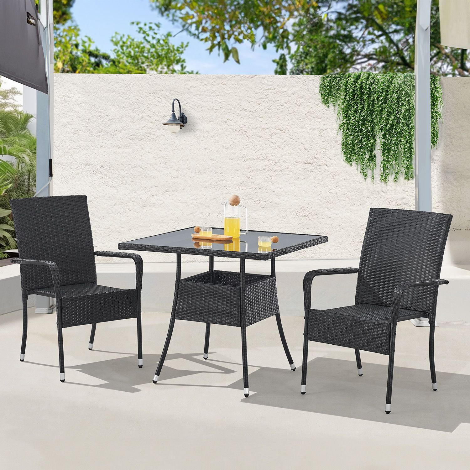 GARTENTISCH Yoro schwarz 80x80 cm - Schwarz, Kunststoff (80/80/73cm) - Juskys