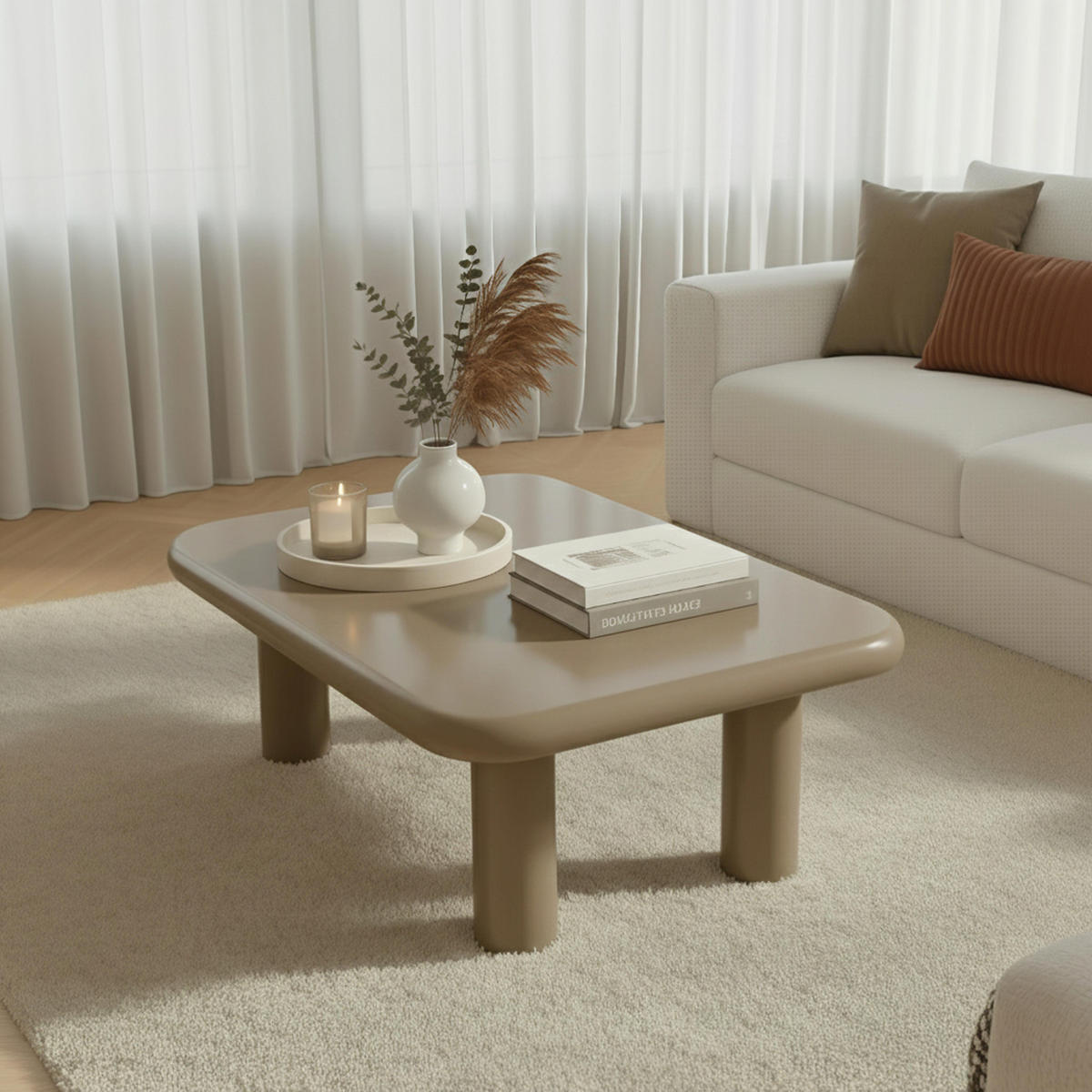 COUCHTISCH, Taupe - Taupe, Holzwerkstoff (100/60/36.5cm) - Oviala