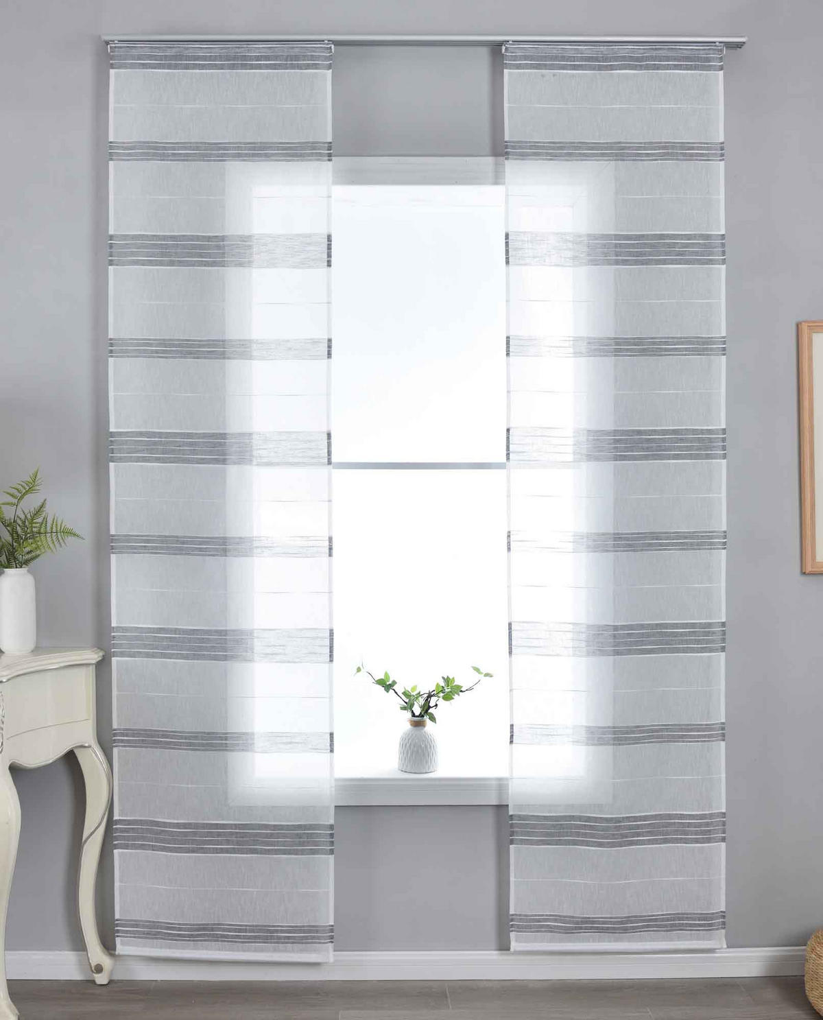FLÄCHENVORHANG 2ER SET »Frankfurt« HxB 245x60 cm Grau - Grau, Textil (60/245cm) - Gardinenbox