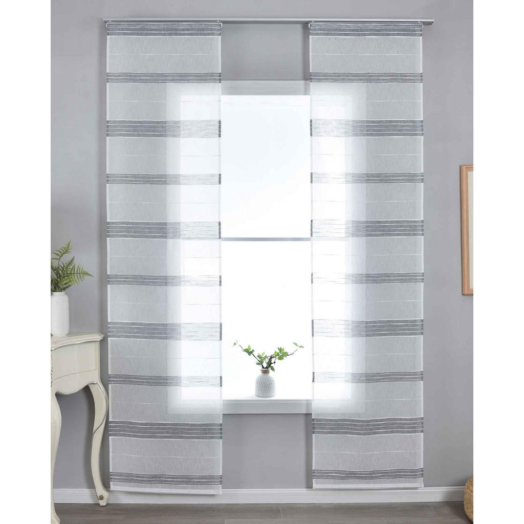 Thumbnail - Gardinenbox Schiebevorhang, Grau, Textil, 60x245 cm, Oeko-Tex® Standard 100, Wohntextilien, Gardinen & Vorhänge, Schiebe...