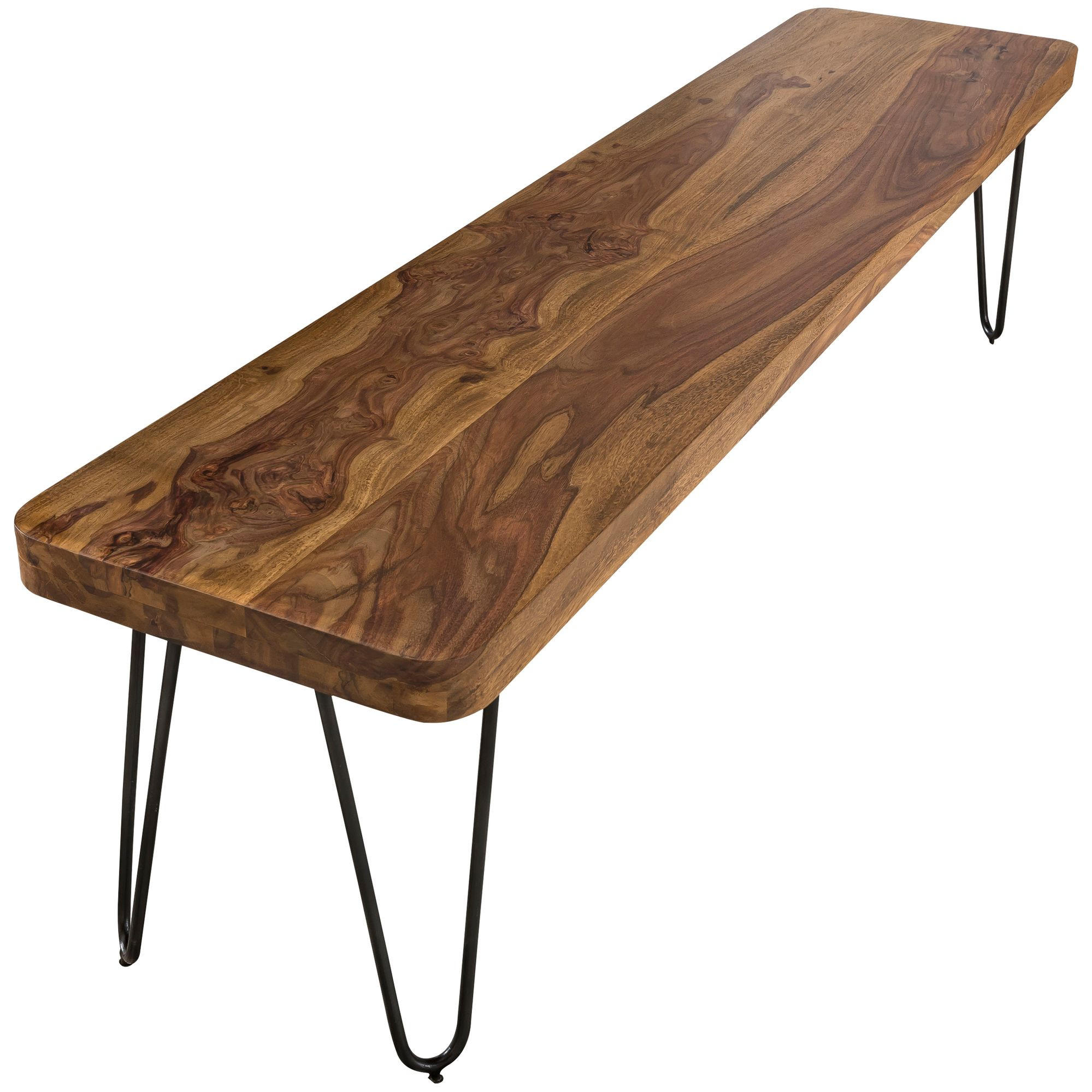 SITZBANK BALU Massivholz Metallbeine Landhausstil, Braun 160x40x45 cm - Schwarz/Braun, Holz/Metall (160/45/40cm) - KADIMA DESIGN