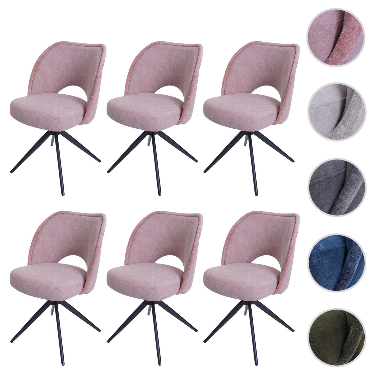 ESSZIMMERSTUHL Altrosa 6er-Set - Altrosa, Textil (54/84/60cm) - MCW