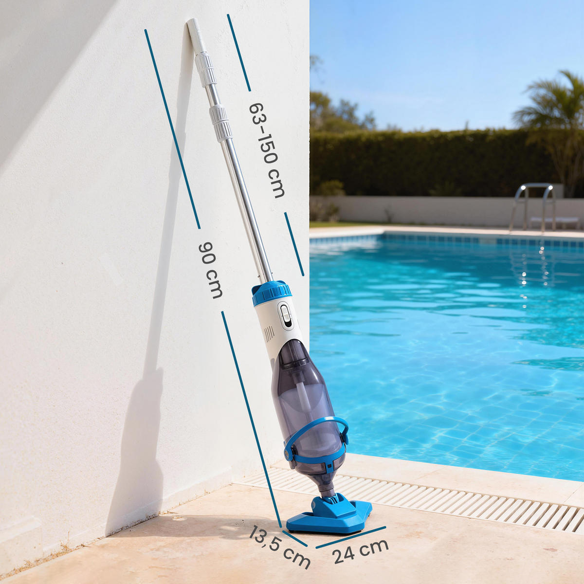 POOLSAUGER ABS Aluminium Blau - Blau, Kunststoff (24/13.5/90cm) - Outsunny