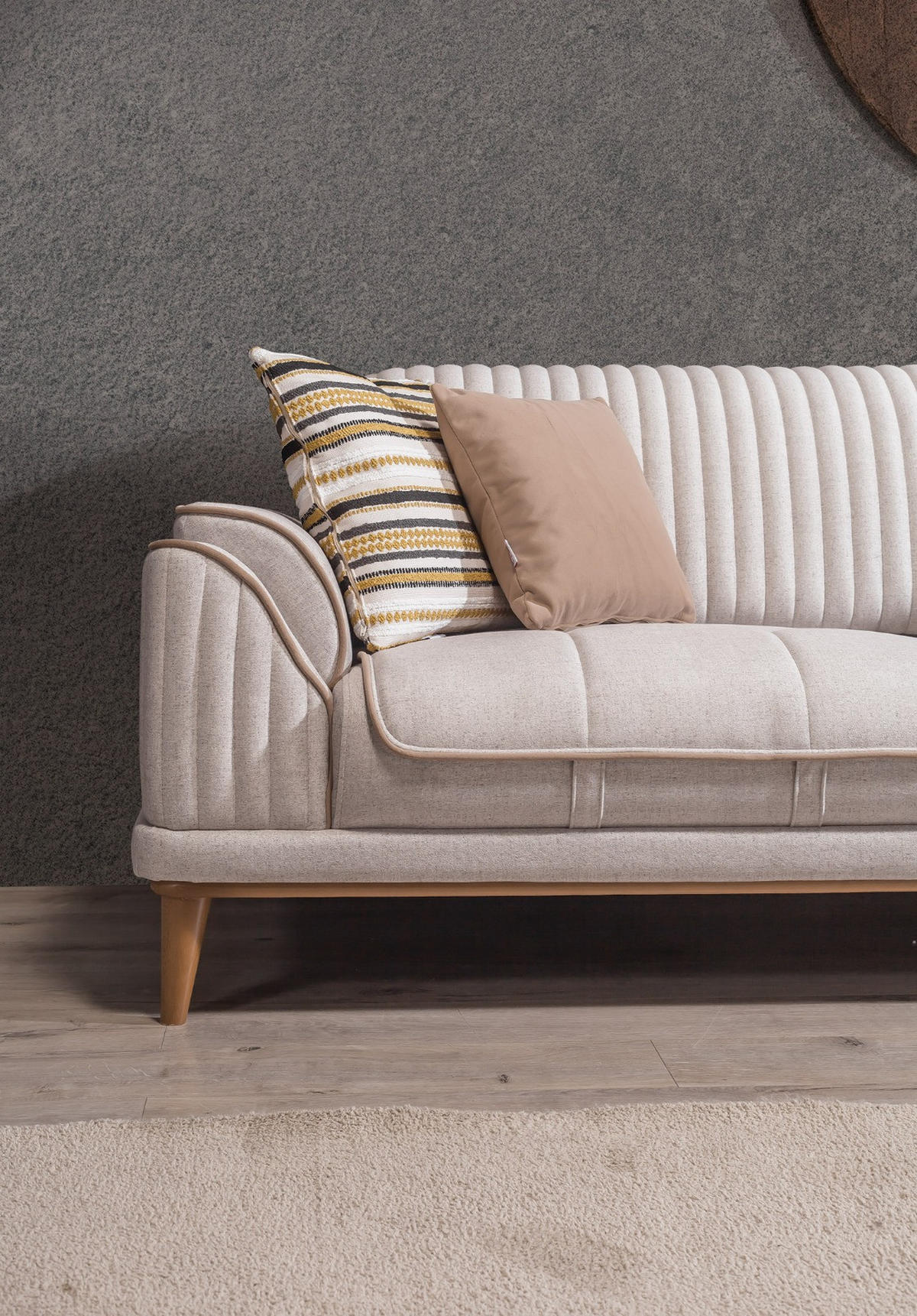 SITZGARNITUR Bond Creme Stellvariante:3+2 - Creme, Holz (227/85/100cm) - Villa Möbel