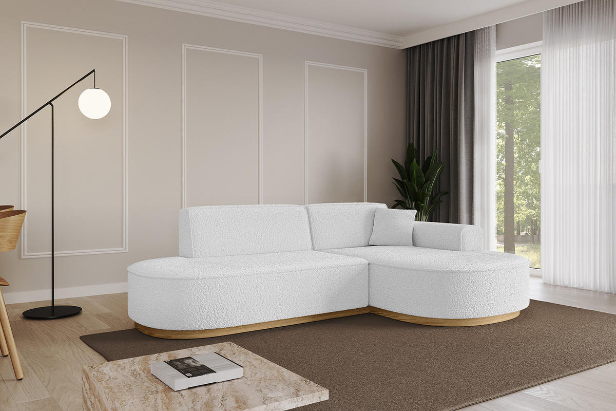 ECKSOFA Ottomane Rechts MARI-L1-v2 - 243x171x83 cm Weiß Bouclé - Weiß, Holzwerkstoff/Textil (171/243cm) - ALTDECOR