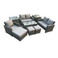 GARTENSET Polyrattan Dunkelgrau 8-Sitzer - Dunkelgrau, Metall - Fimous
