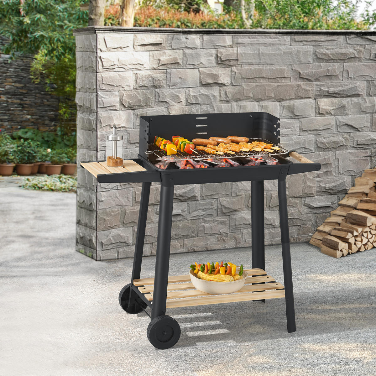 GRILLWAGEN Ari - Schwarz, Metall (86/78/30cm) - casa.pro