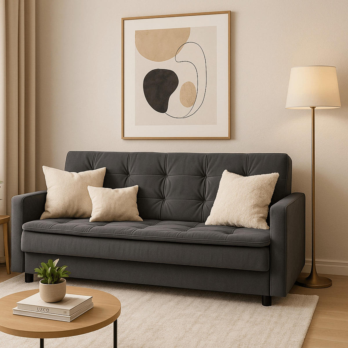 SOFA STELLA ausziehbar Schlaffunktion Grau - Grau, Holz/Textil (2000/94/850cm) - makarowski meble