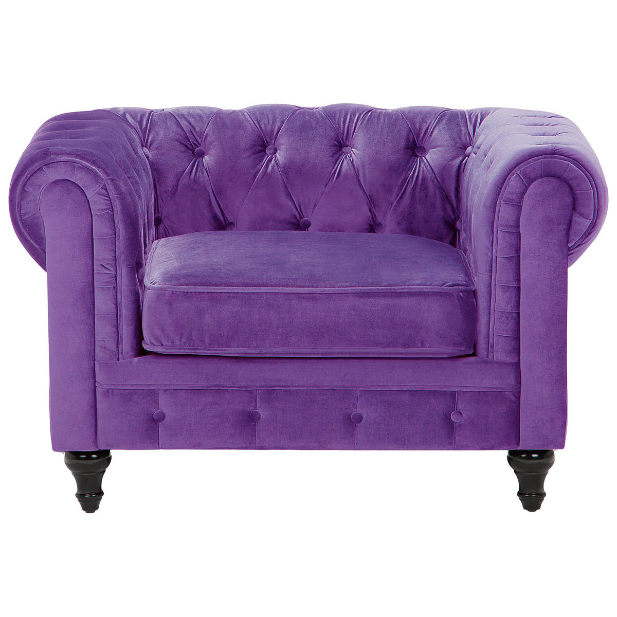 SESSEL Samtstoff violett Chesterfield - Dunkelbraun/Violett, Textil (110/70/75cm) - Beliani