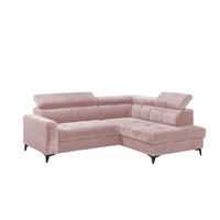 ECKSOFA mit elektronische Sitztiefenverstellung, USB-Anschluss und stilvollem Breitcord-Bezug - Rosa, Textil (200/243cm) - ed exciting design