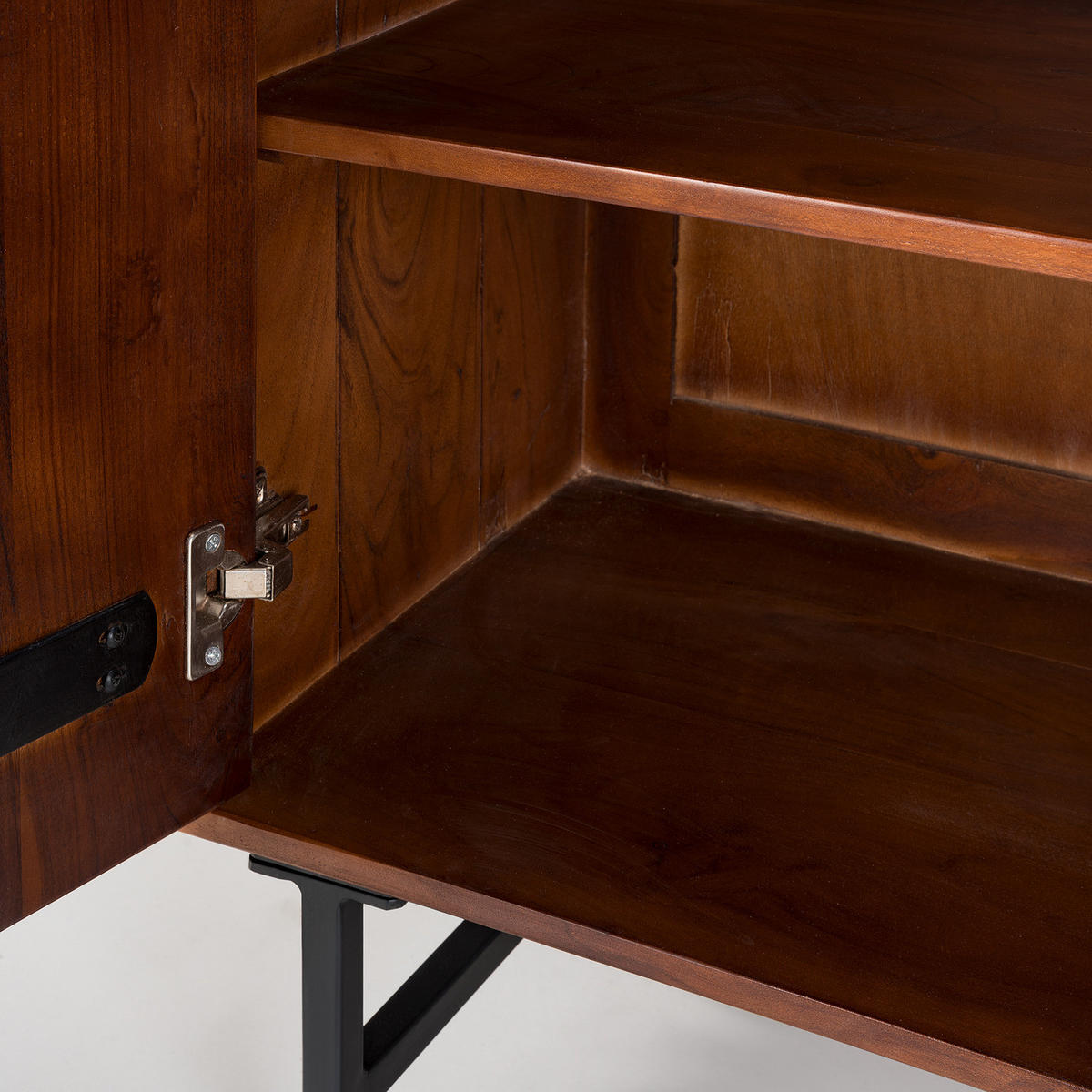 MASSIVES SIDEBOARD - Akazie / Schwarz - Schwarz/Braun, Holz/Metall (160/80/40cm) - home24