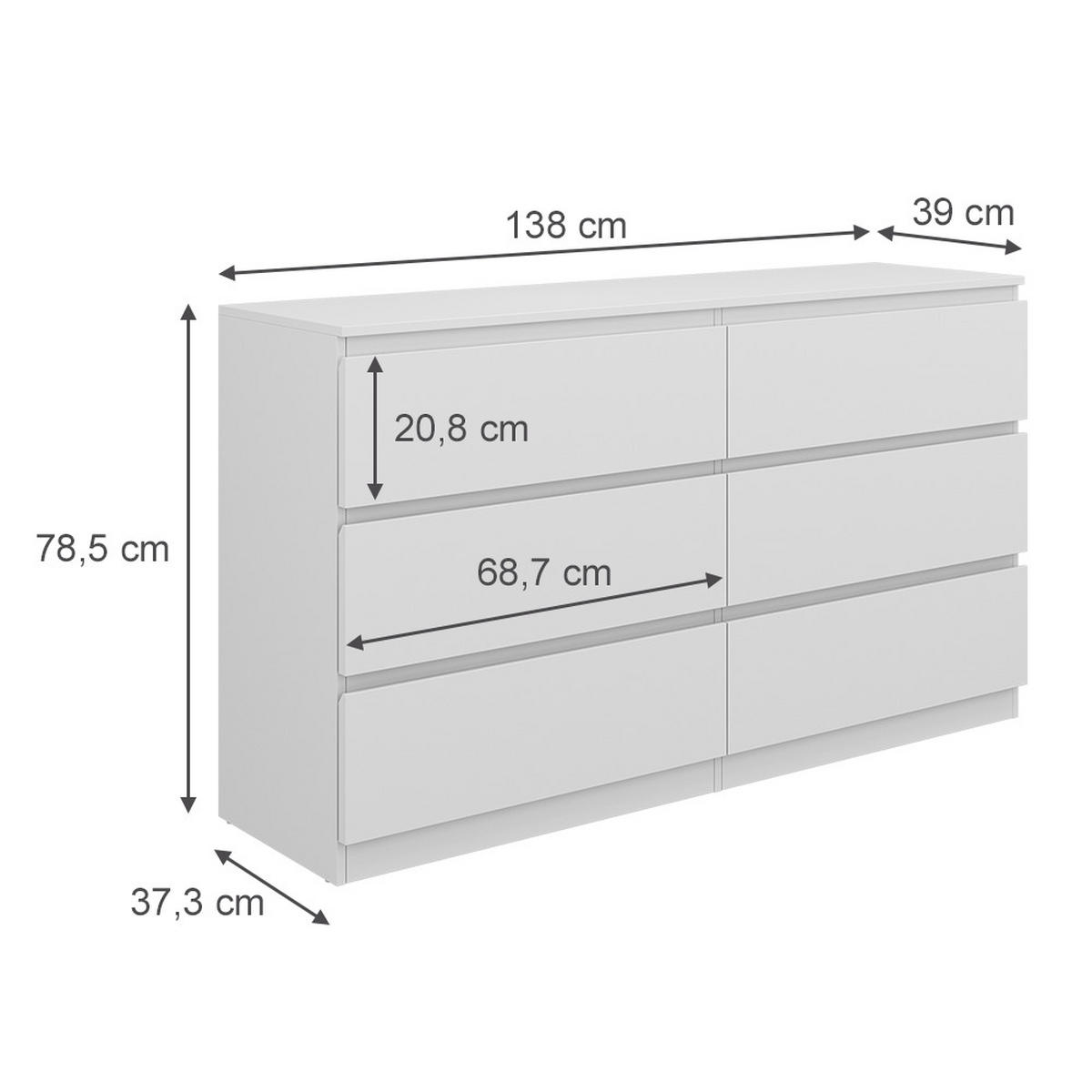 KOMMODE Calisto Weiß 138 x 78.5 cm - Weiß, Holzwerkstoff (39/78.5/138cm) - Vicco