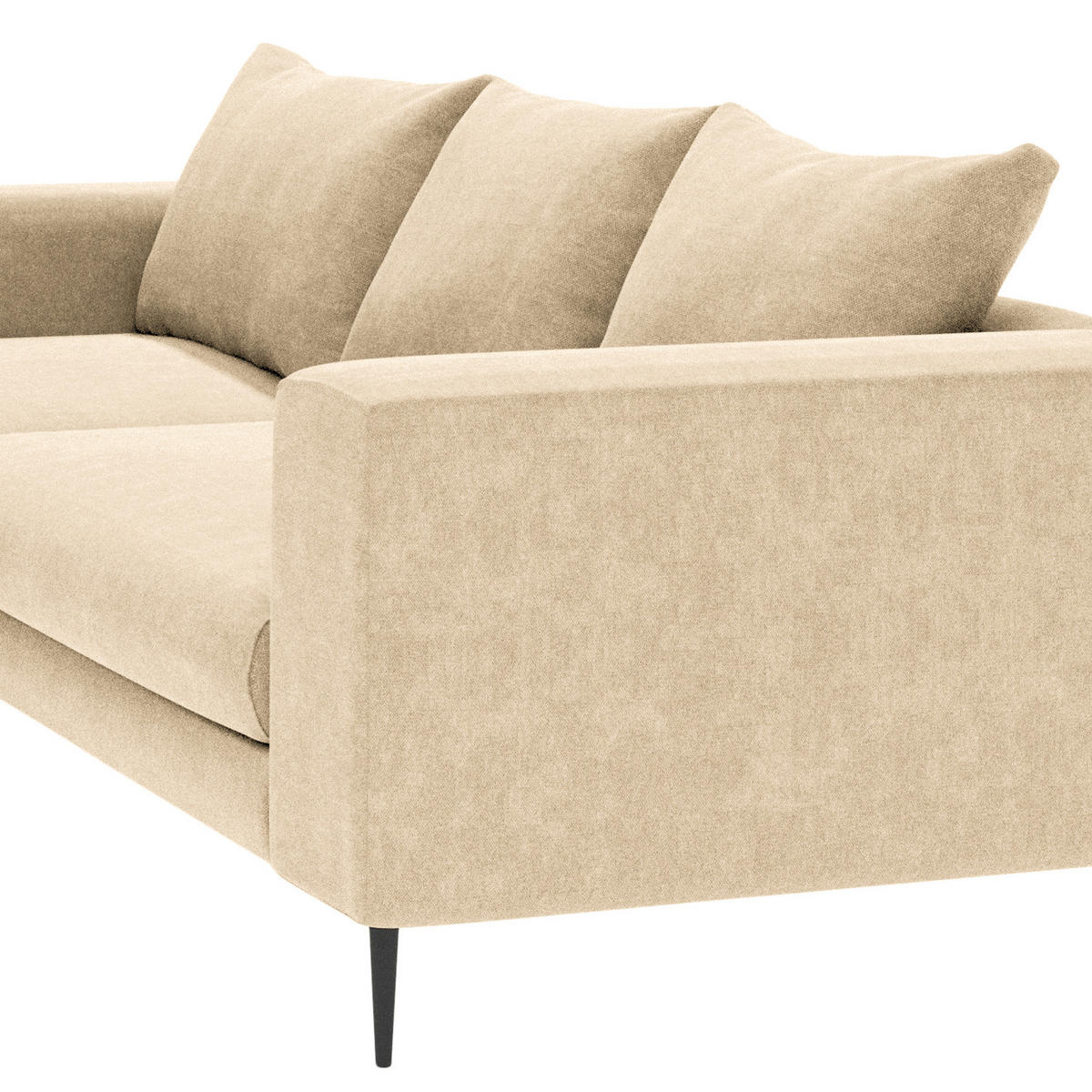 ECKSOFA mit Longchair Small - Schwarz Hochglanz/Beige, Textil/Metall (275/170cm) - home24