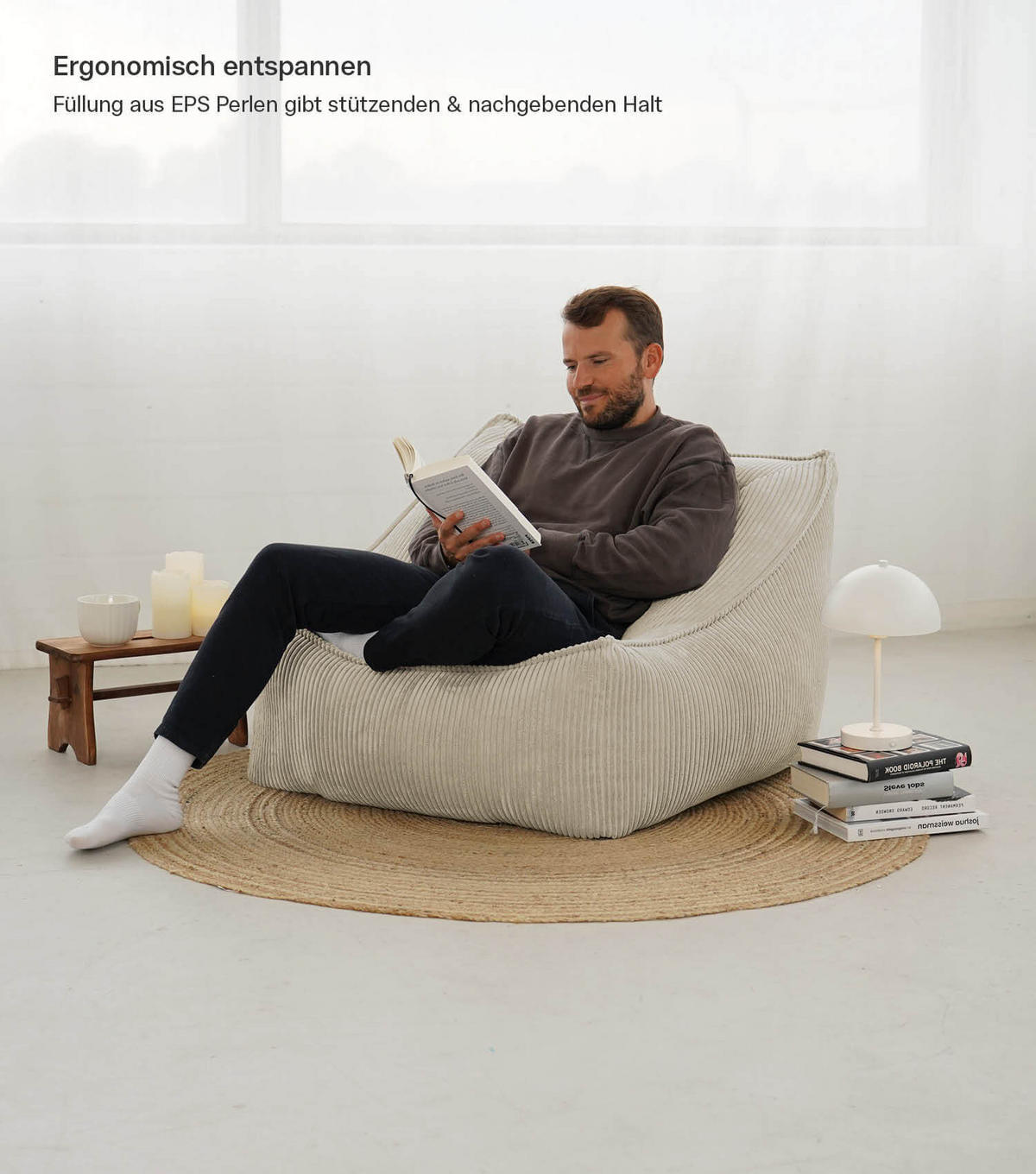 SITZSACK Cord Der Lümmel - Beige, Textil (73/60/83cm) - Mokebo