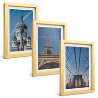 BILDER SET 3er Set - 20x30 cm Goldrahmen - Ansichten von Gebäuden aus Städten auf der ganzen Welt - Goldfarben, Kunststoff (20/30cm) - TULUP