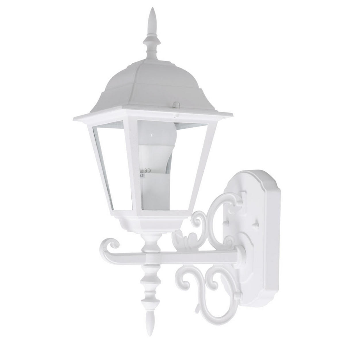 LED AUSSENWANDLEUCHTE Laterne Alu Weiß - Weiß, Glas (24.5/18.5/44.5cm)